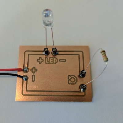 picture of a plug and play led resistor circuit where the resistor and LED are variable